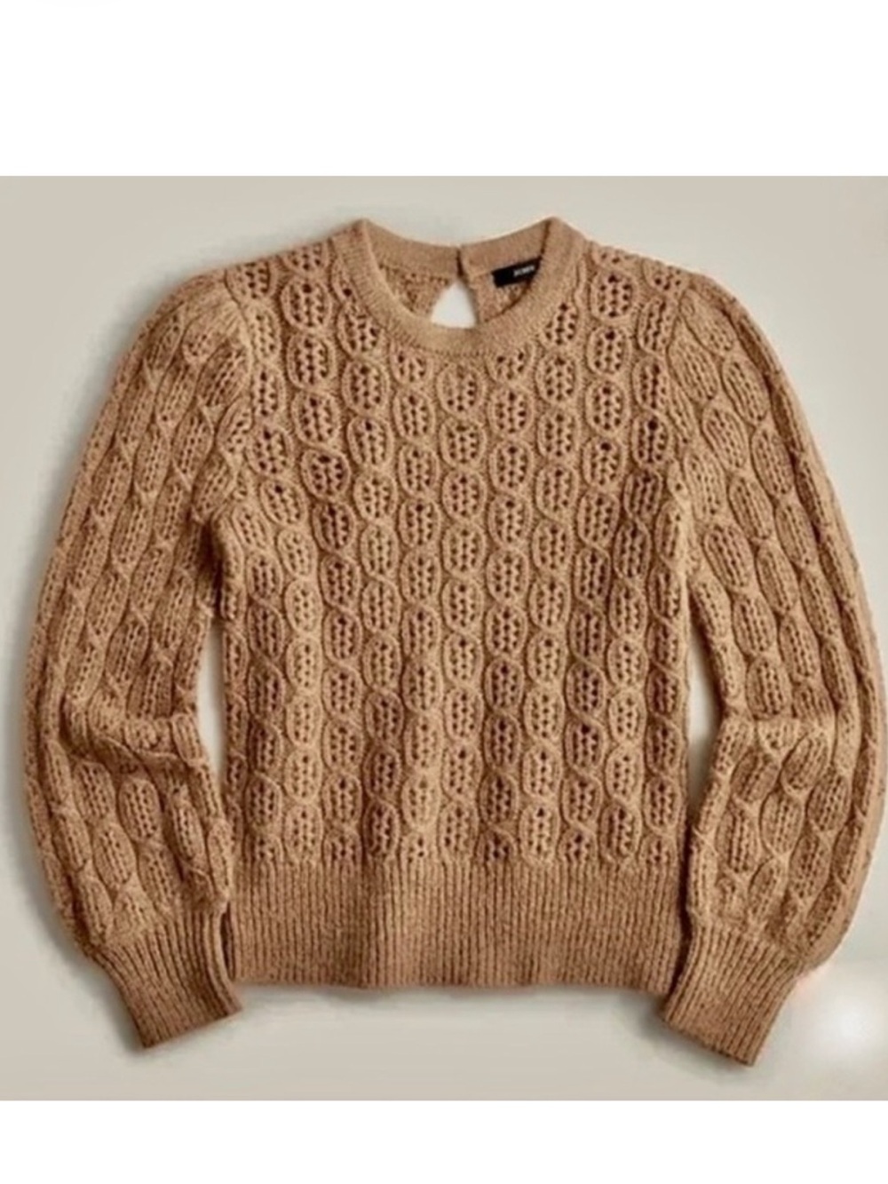 NWT JCrew Balloon-Sleeve Cable-Knit Sweater